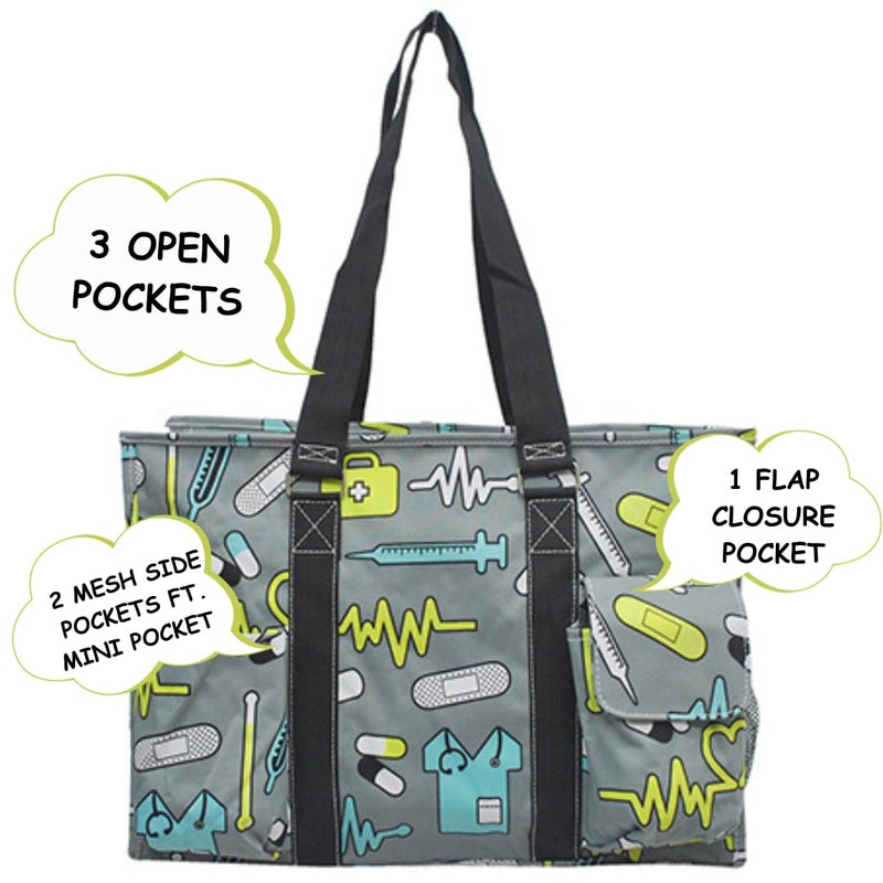 NGIL Zip-Top Tote Bag with Exterior Pockets for Working Women, Nurses, and Moms, Design in USA (Nurse Black) - Image 2